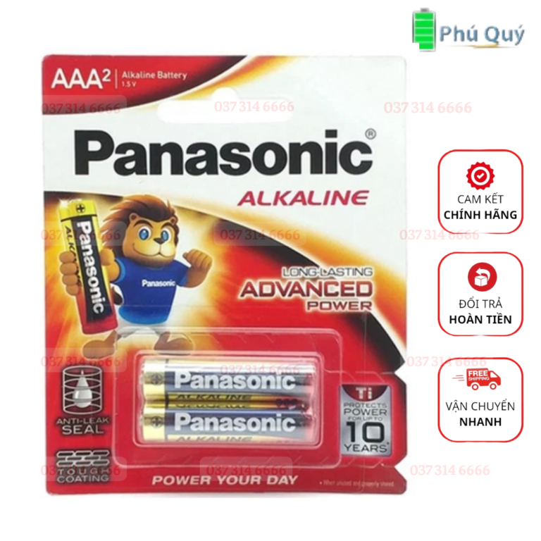 Pin đũa Aaa Lr03 Panasonic Alkaline Lr03t2b 15v Vỉ 2 Viên Pin Panasonic